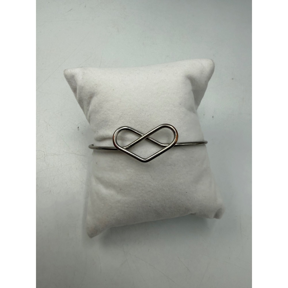 Silver Tone Infinity Heart Cuff Bracelet Minimalist Open Wire Bangle Jewelry
